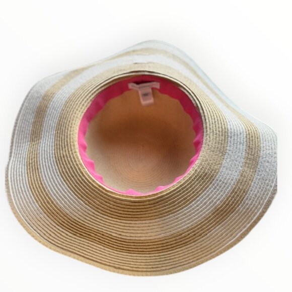 Isaac Mizrahi Live Wide Brim Straw Sun Hat Cream Flower Accent Summer Beach main image 5